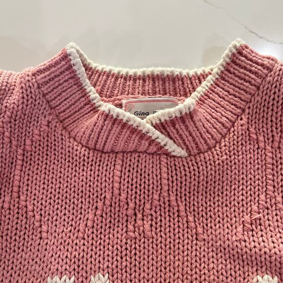 Vtg Gina Peters Ramie Cotton Blend Sweater Pink Floral Large Grandmacore - Picture 8 of 8